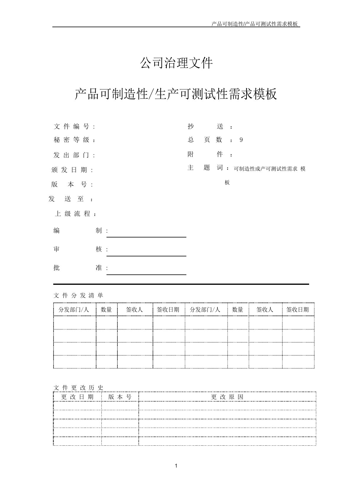 电子产品可制造性、生产可测试性需求模板