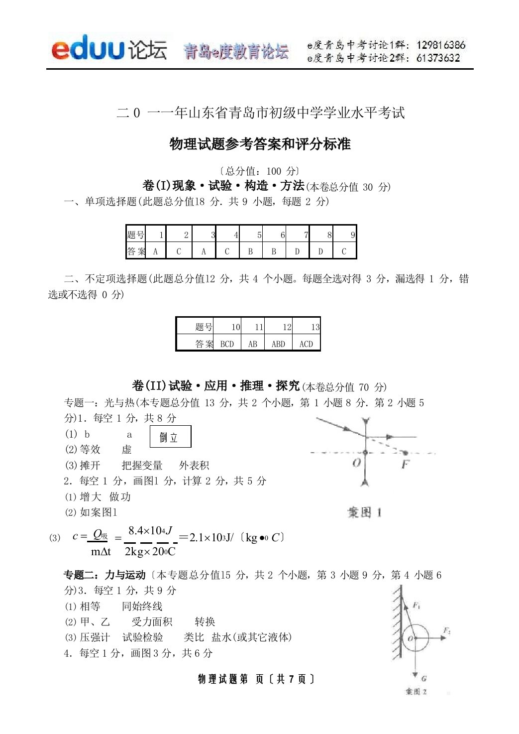 2023年青岛市中考物理真题（含答案）