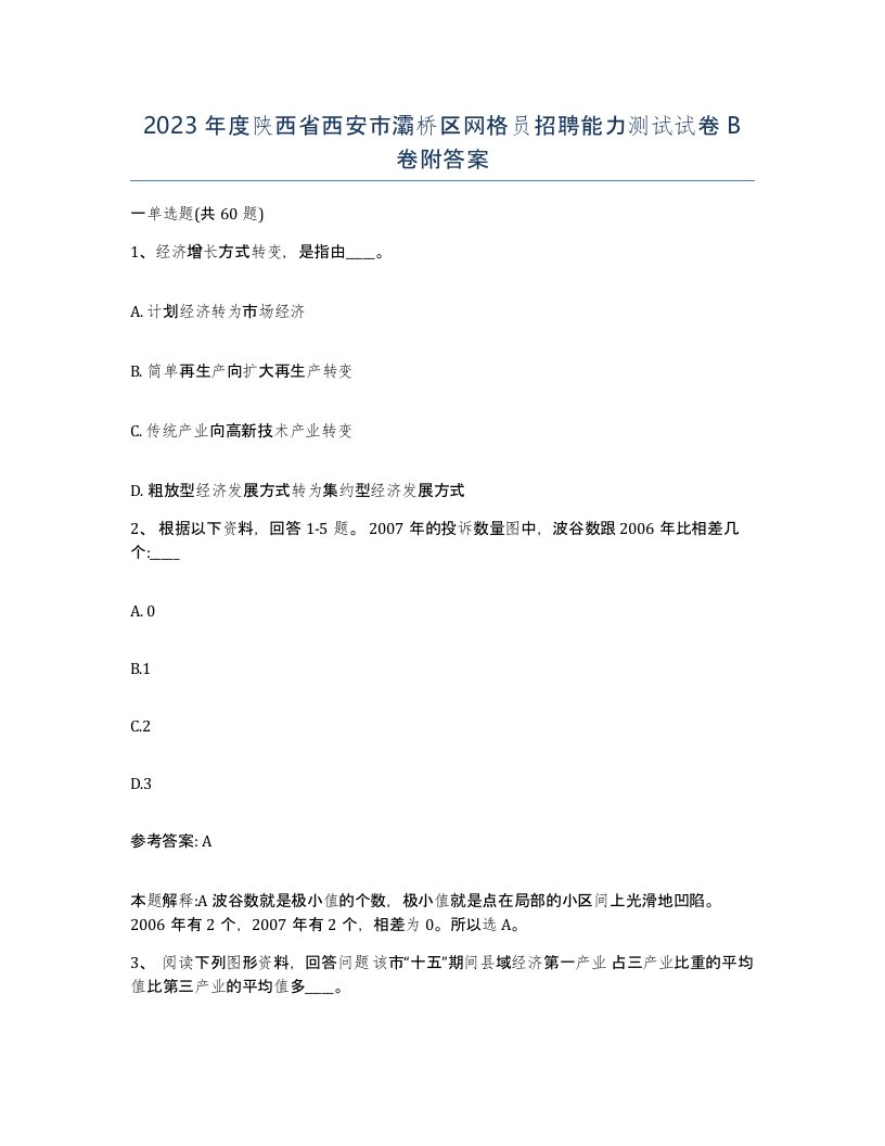 2023年度陕西省西安市灞桥区网格员招聘能力测试试卷B卷附答案