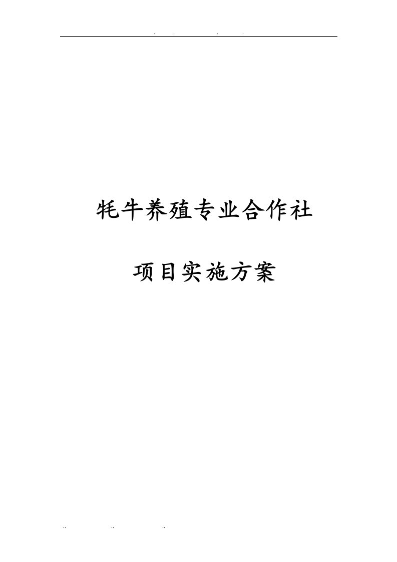 牦牛养殖专业合作社项目实施计划方案