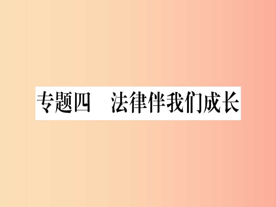 2019春七年级道德与法治下册专题四法律伴我们成长习题课件新人教版