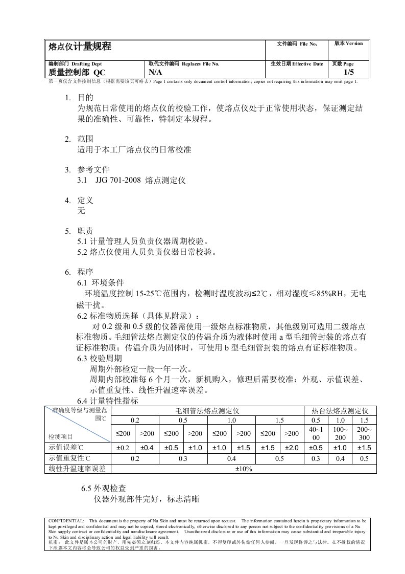 熔点仪校准方法