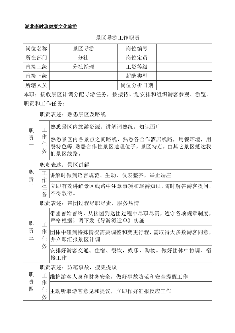 景区导游工作职责及作业流程