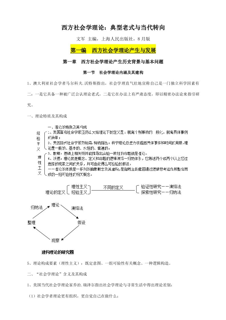 2021年西方社会学理论文军版笔记