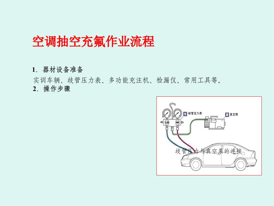 汽车空调抽空充氟作业