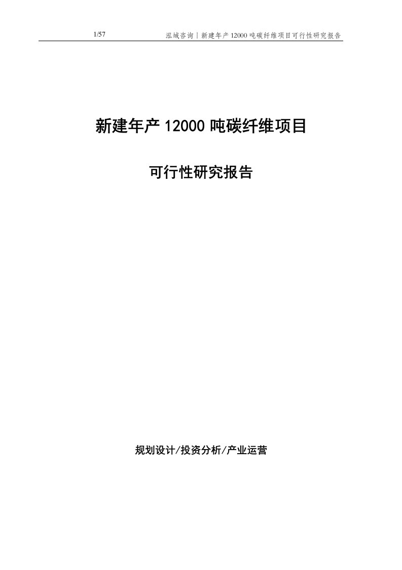 新建年产12000吨碳纤维项目可行性研究报告