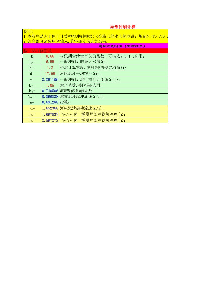 (河槽)局部冲刷计算