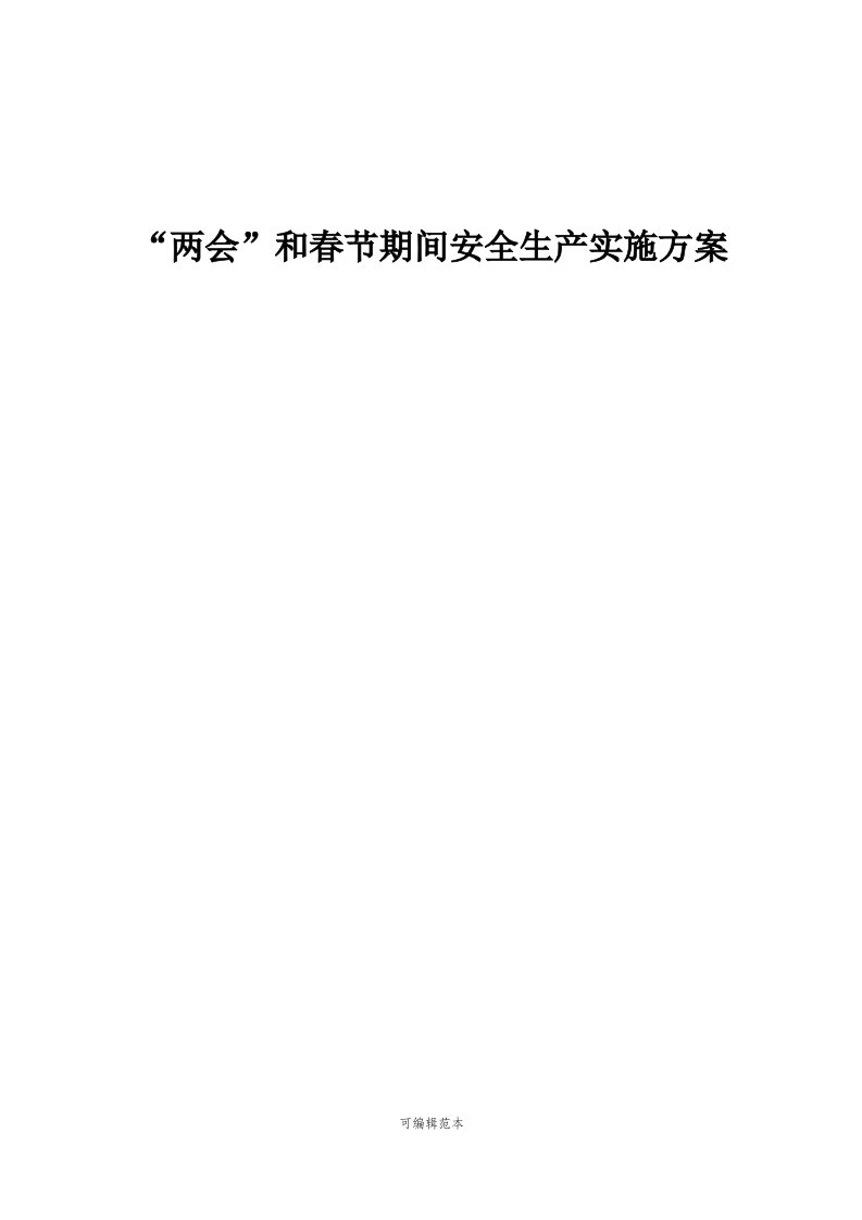 煤矿两会及春节期间安全生产方案