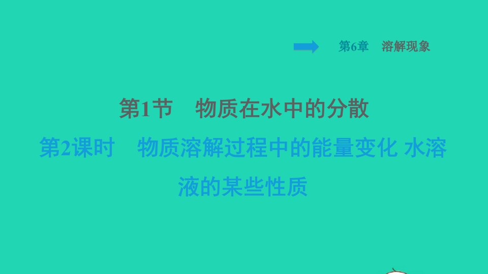 福建专版2022九年级化学下册第6章溶解现象第1节物质在水中的分散第2课时物质溶解过程中的能量变化水溶液的某些性质课件沪教版