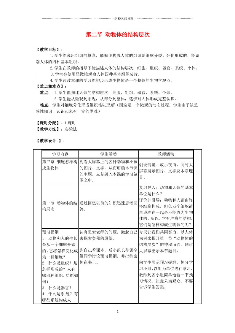 湖南省株洲县渌口镇中学初中七年级生物上册