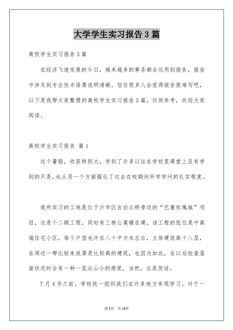 大学学生实习报告3篇例文4