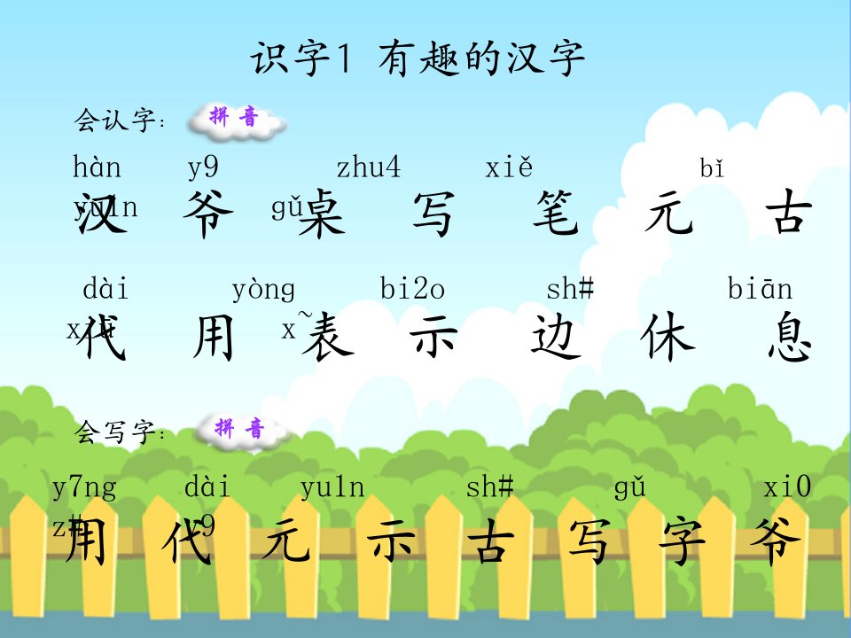 识字1有趣的汉字生字词学习