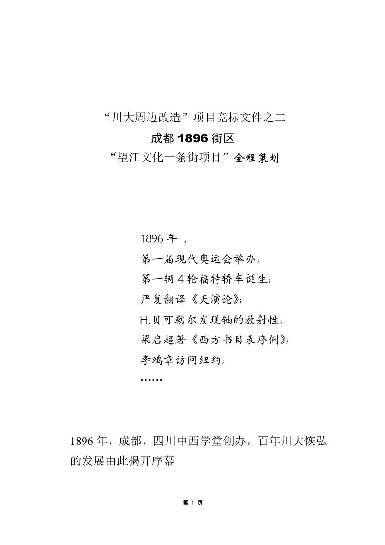 成都商业圈调研分析暨1896街区商业项目全程策划