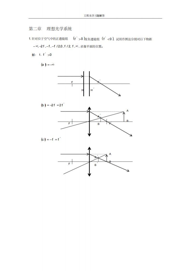 工程光学习题解答第二章理想光学系统
