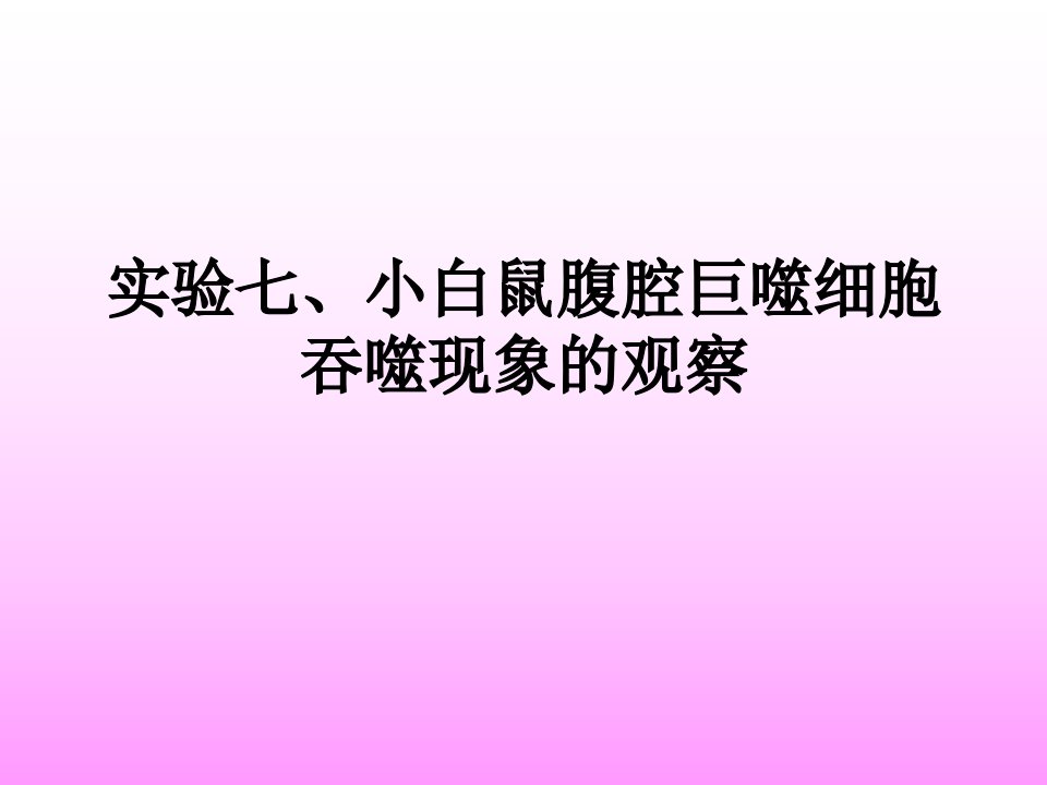 实验七、小白鼠腹腔巨噬细胞吞噬现象的观察-课件（PPT演示稿）