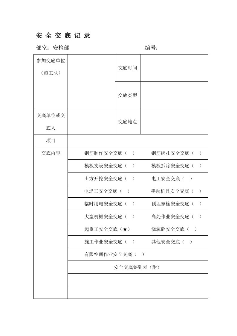 起重工作业安全交底