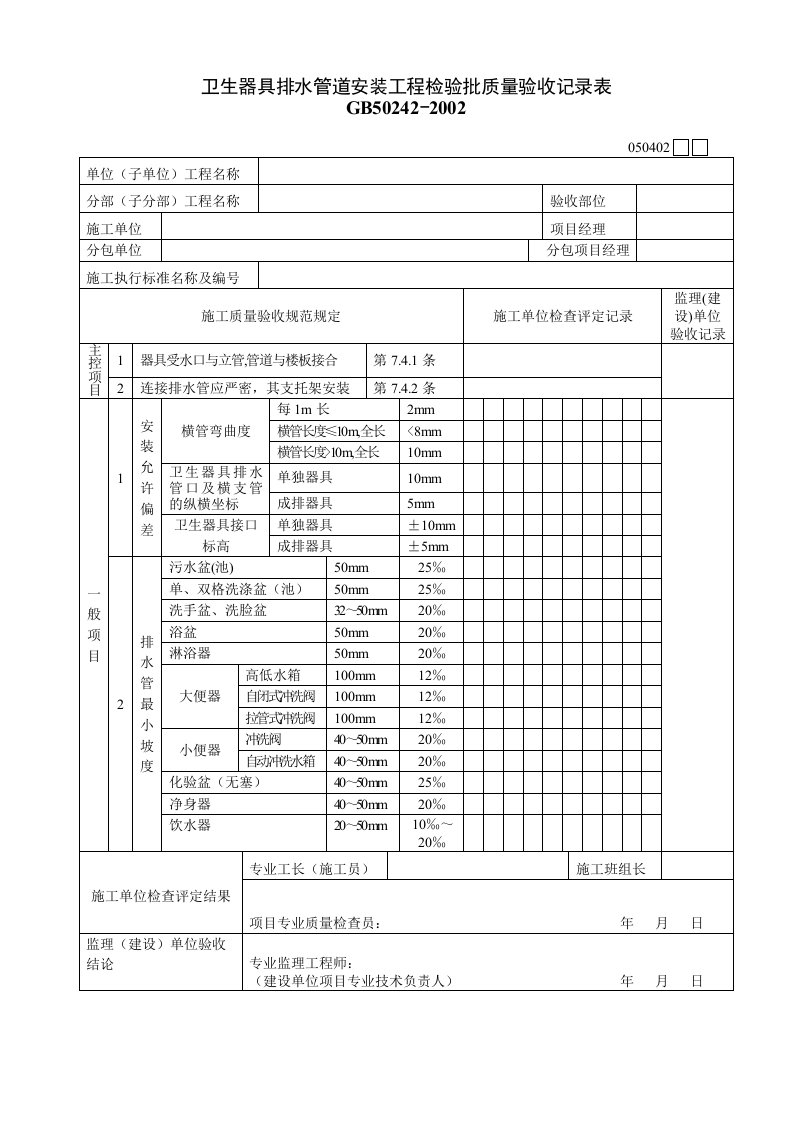 建筑工程-050402卫生器具及给水配件安装