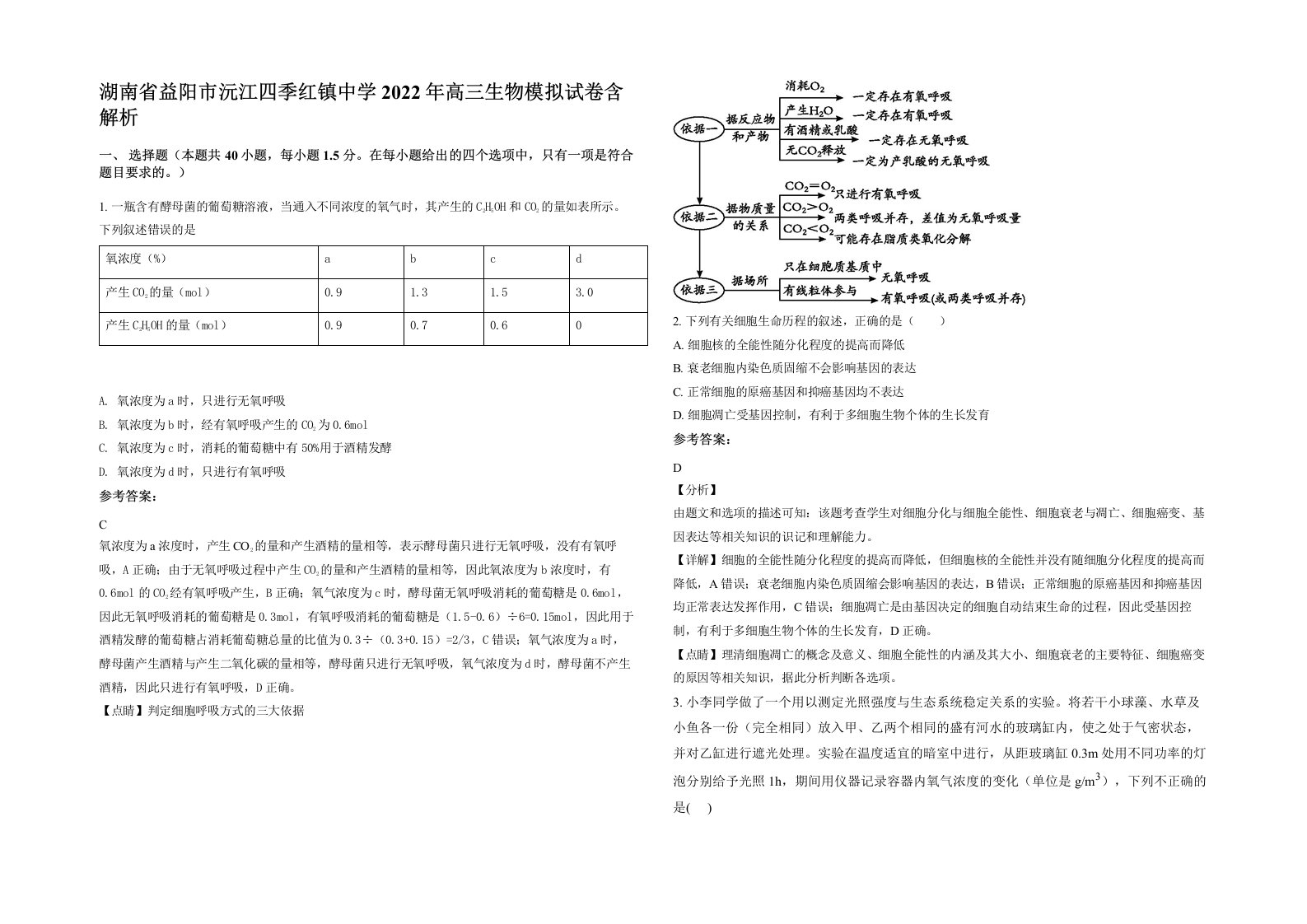 湖南省益阳市沅江四季红镇中学2022年高三生物模拟试卷含解析