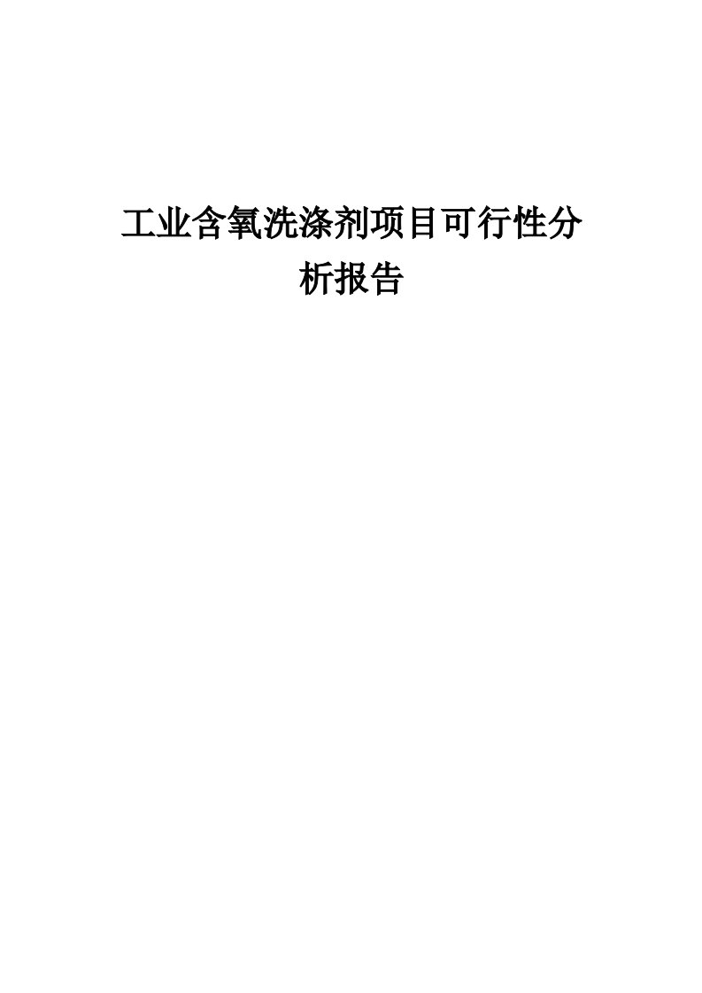 工业含氧洗涤剂项目可行性分析报告