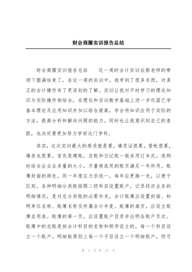 财会商圈实训报告总结