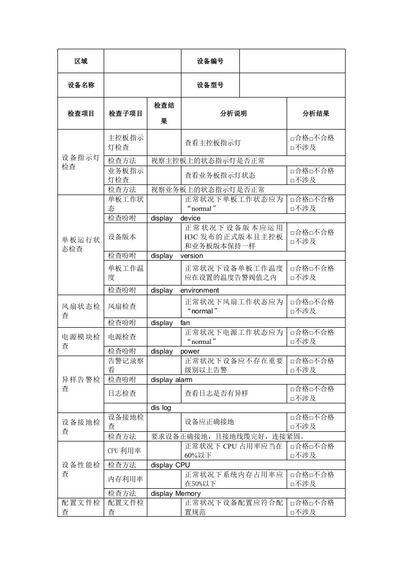 网络类-设备巡检记录表