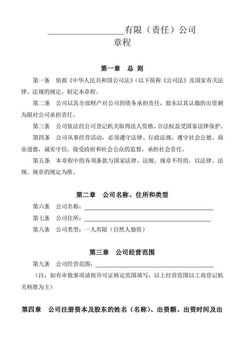 工商局公司章程.doc