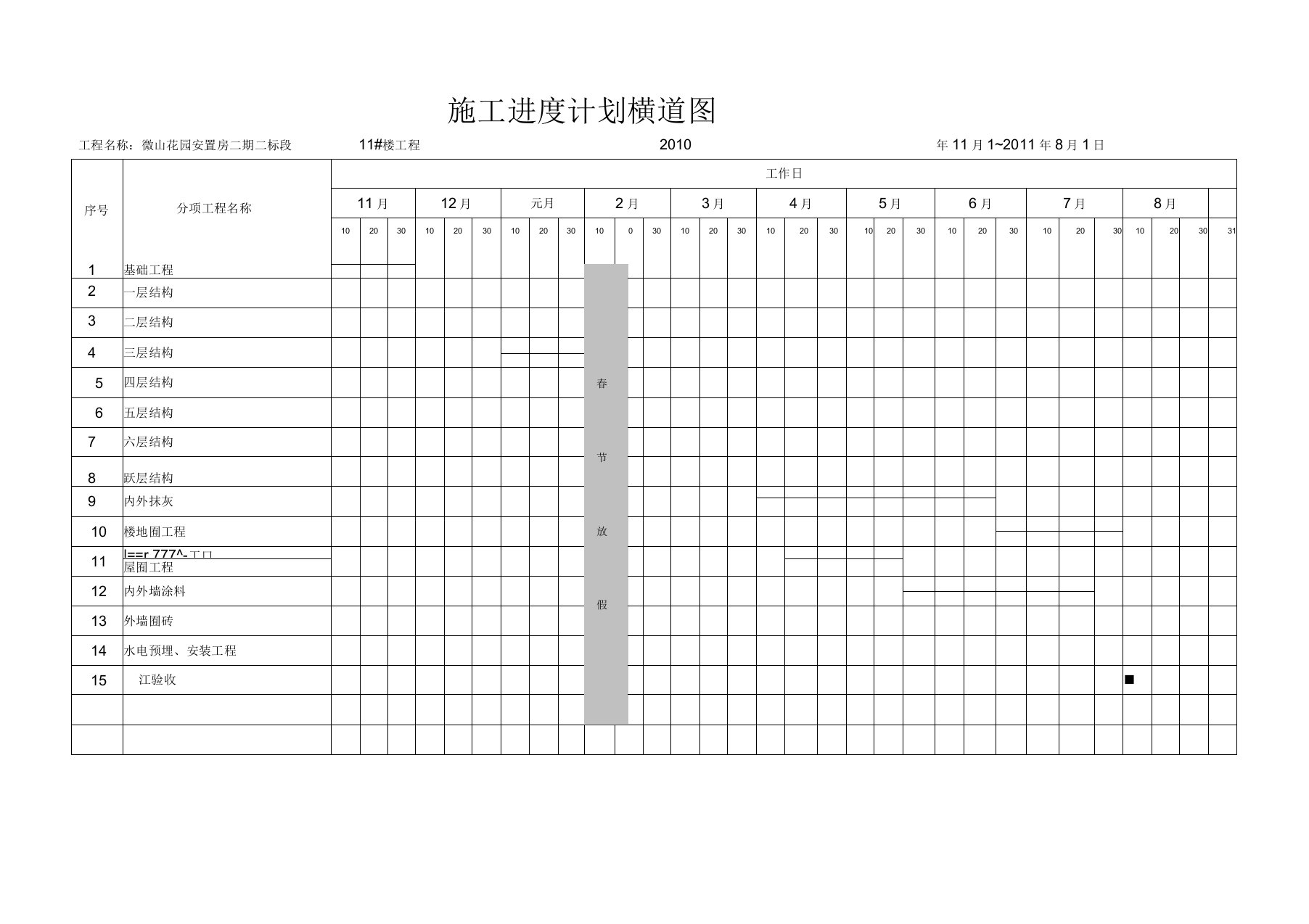 总施工进度计划表横道图