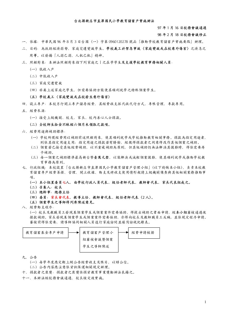 台北县新店市直潭国民小学教育储蓄户实施办法