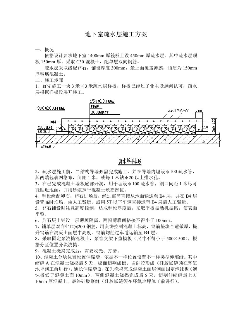 2021年地下室疏水层施工方案