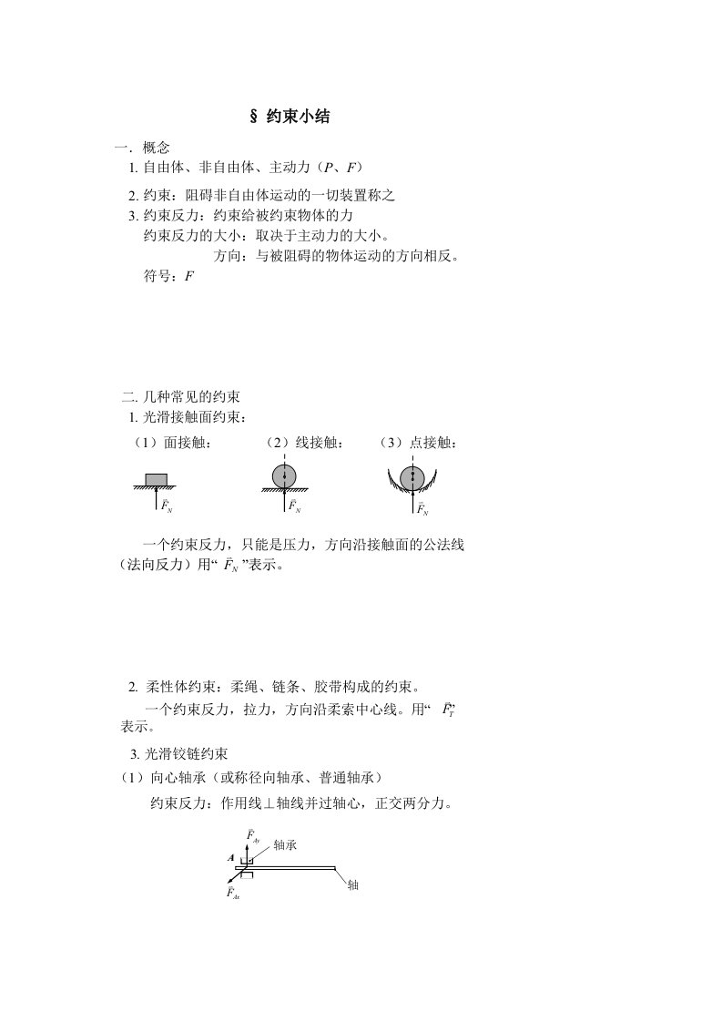 工程力学约束力小结