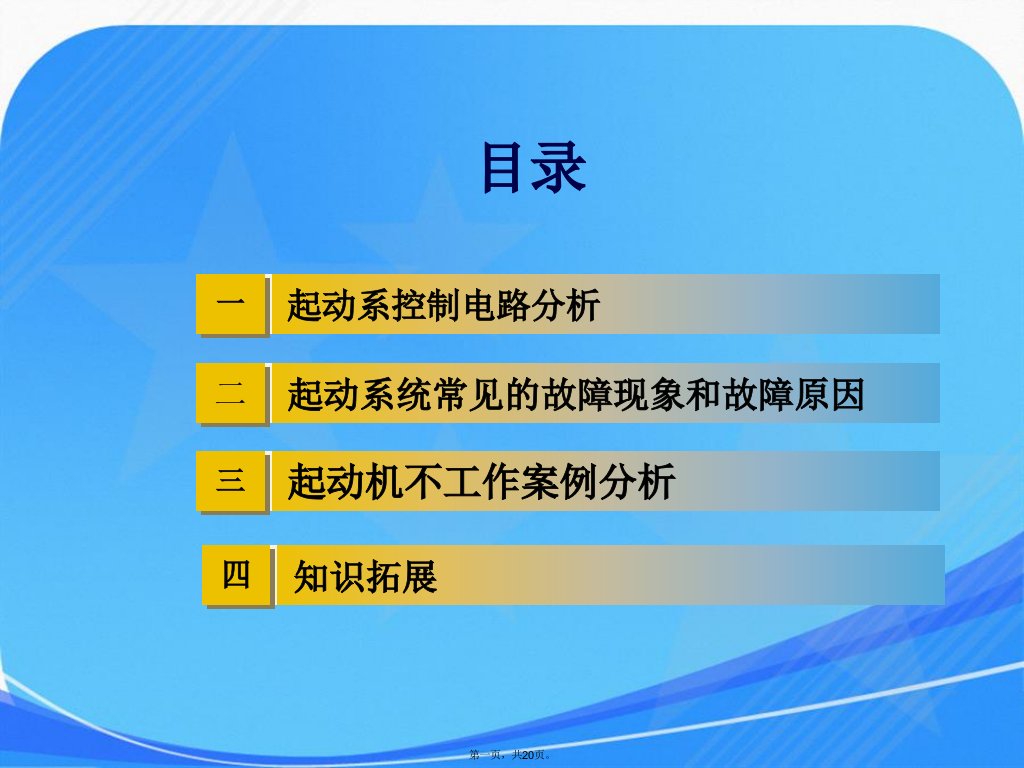 起动机不工作故障诊断与排除教学课件