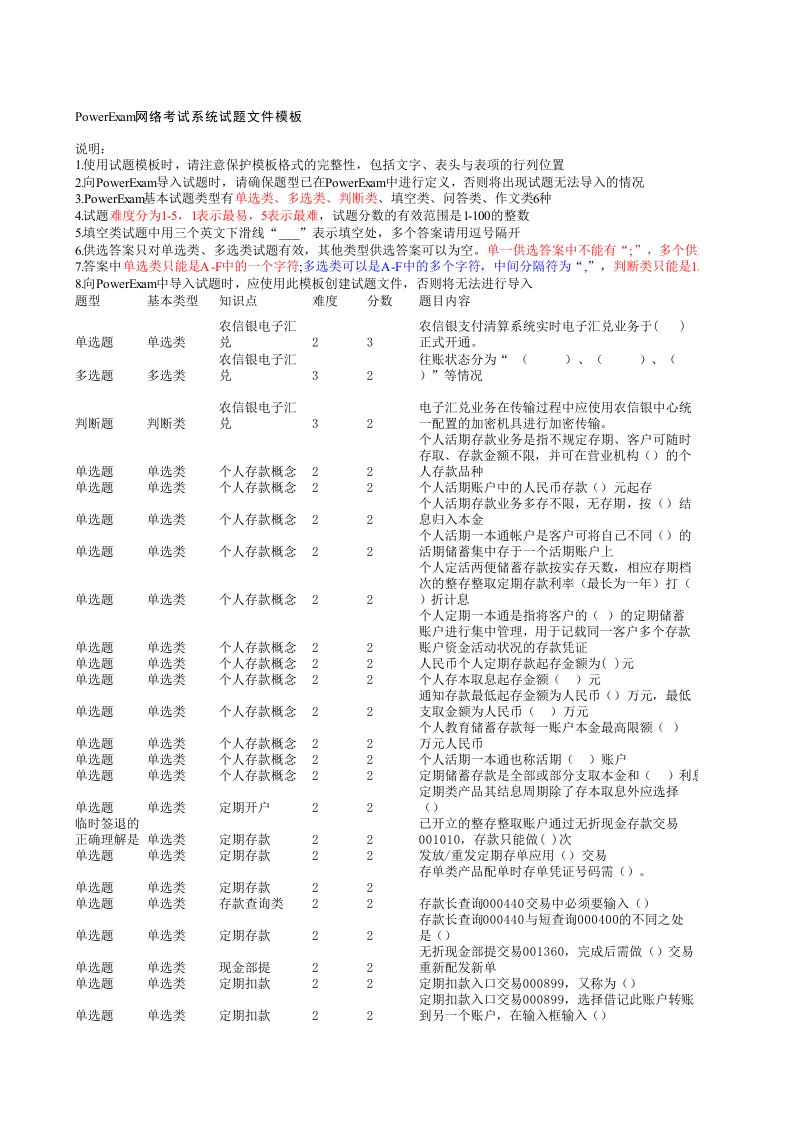 农信银试题库汇总