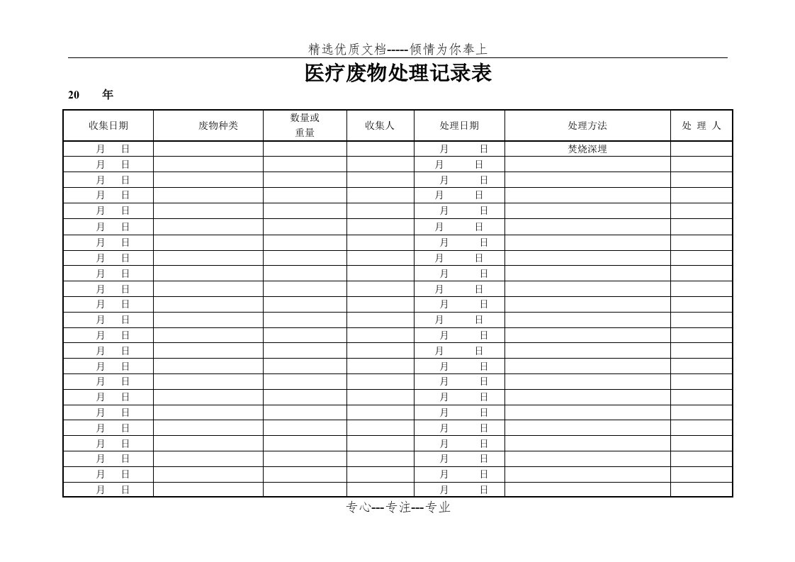 医疗废物处理记录表(共5页)