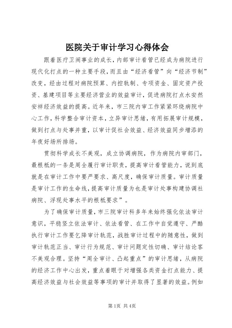 7医院关于审计学习心得体会