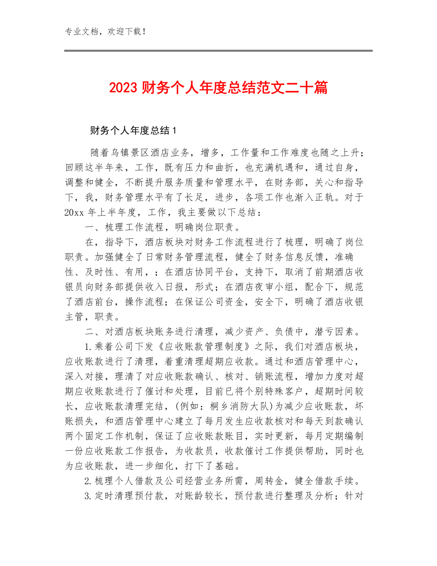 2023财务个人年度总结范文二十篇