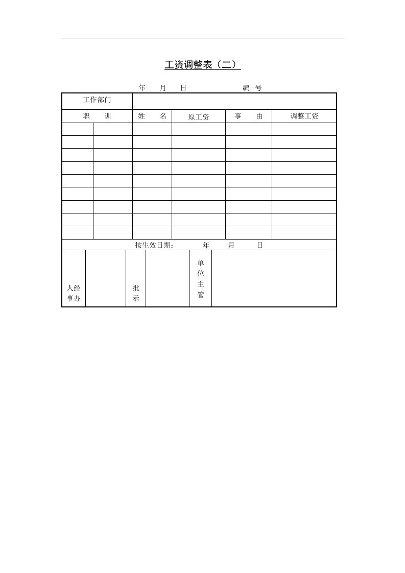 【管理精品】四、工资调整表(二)