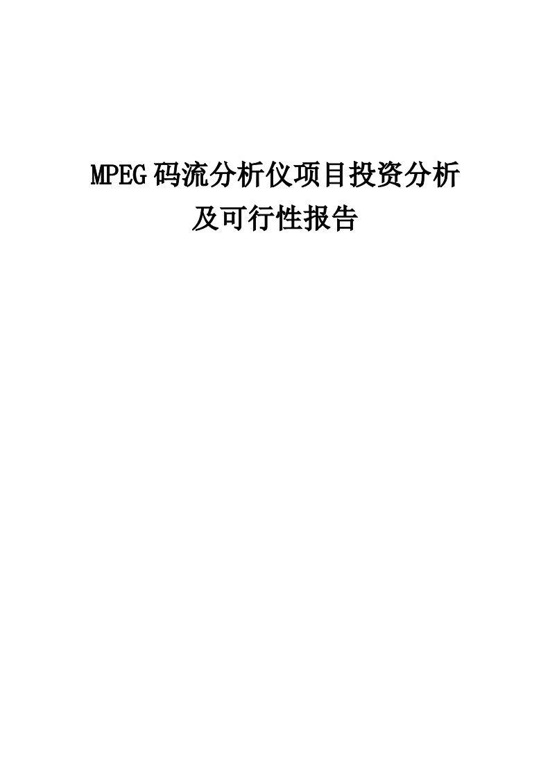 2024年MPEG码流分析仪项目投资分析及可行性报告