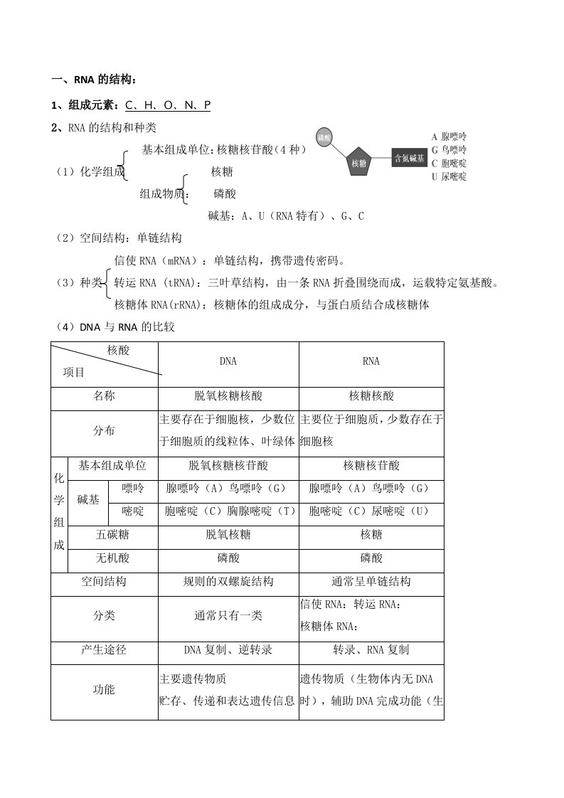 基因的表达总结加题