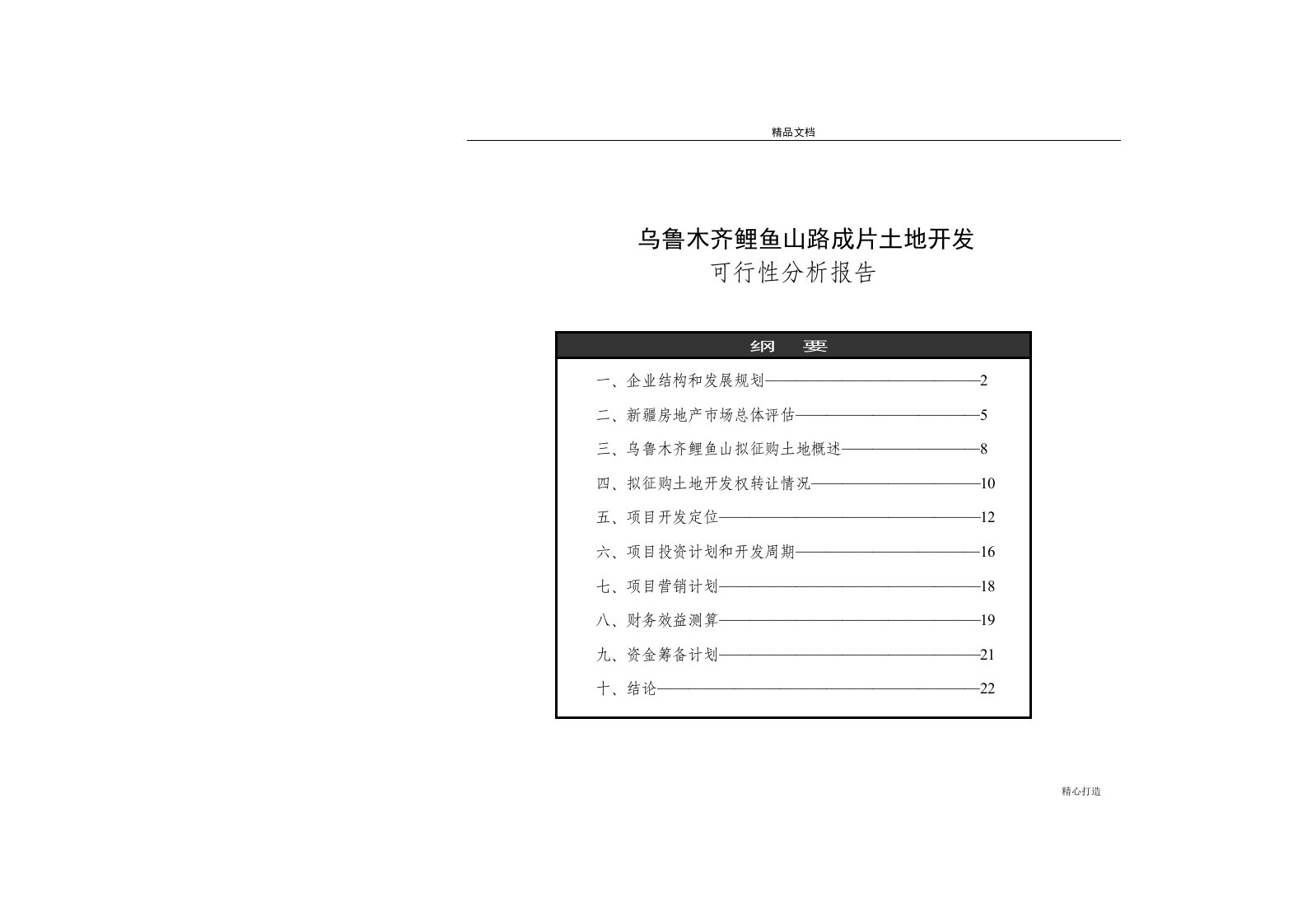 乌鲁木齐鲤鱼山路成片土地开发可行性分析报告可行性研究报告