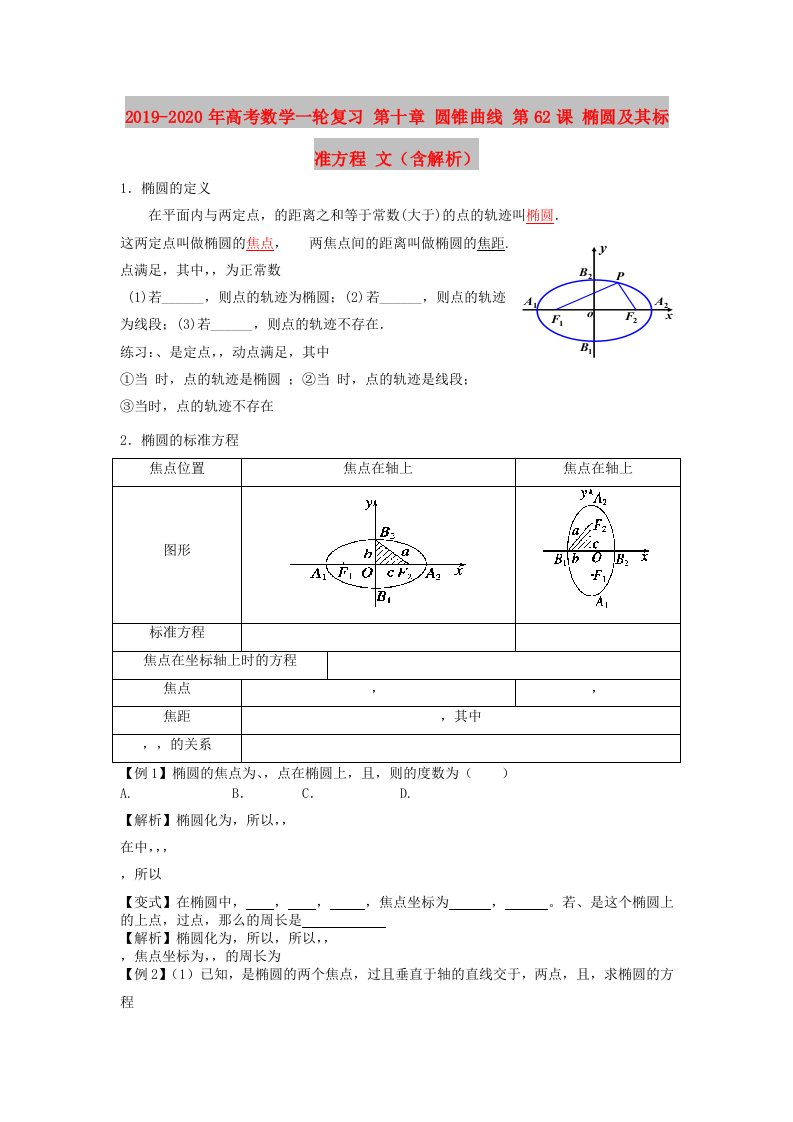 2019-2020年高考数学一轮复习