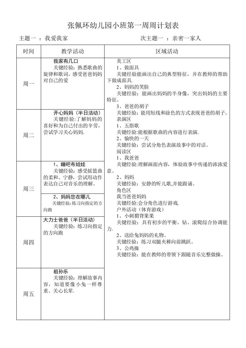 小班下学期周计划69328