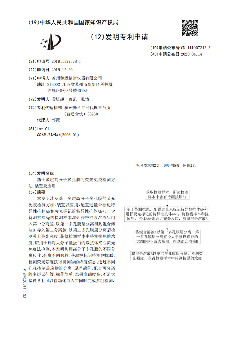 基于多层高分子多孔膜的荧光免疫检测方法、装置及应用