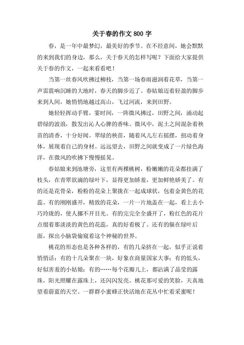 关于春的作文800字