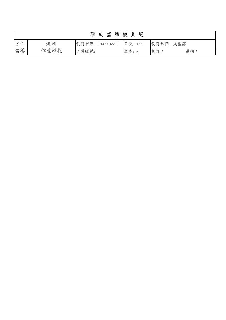 【管理精品】混料作業規程OK