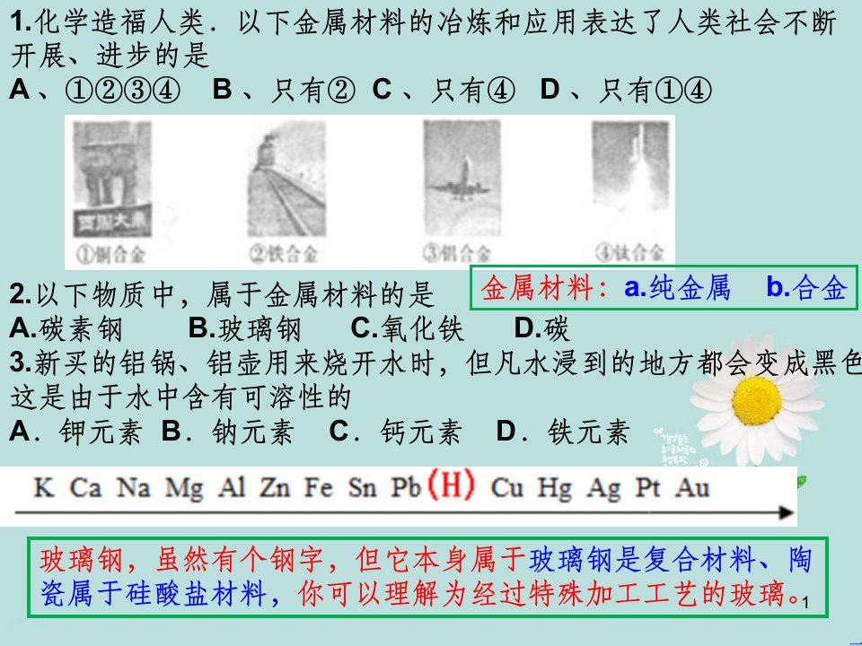 九年级化学第八单元测试题