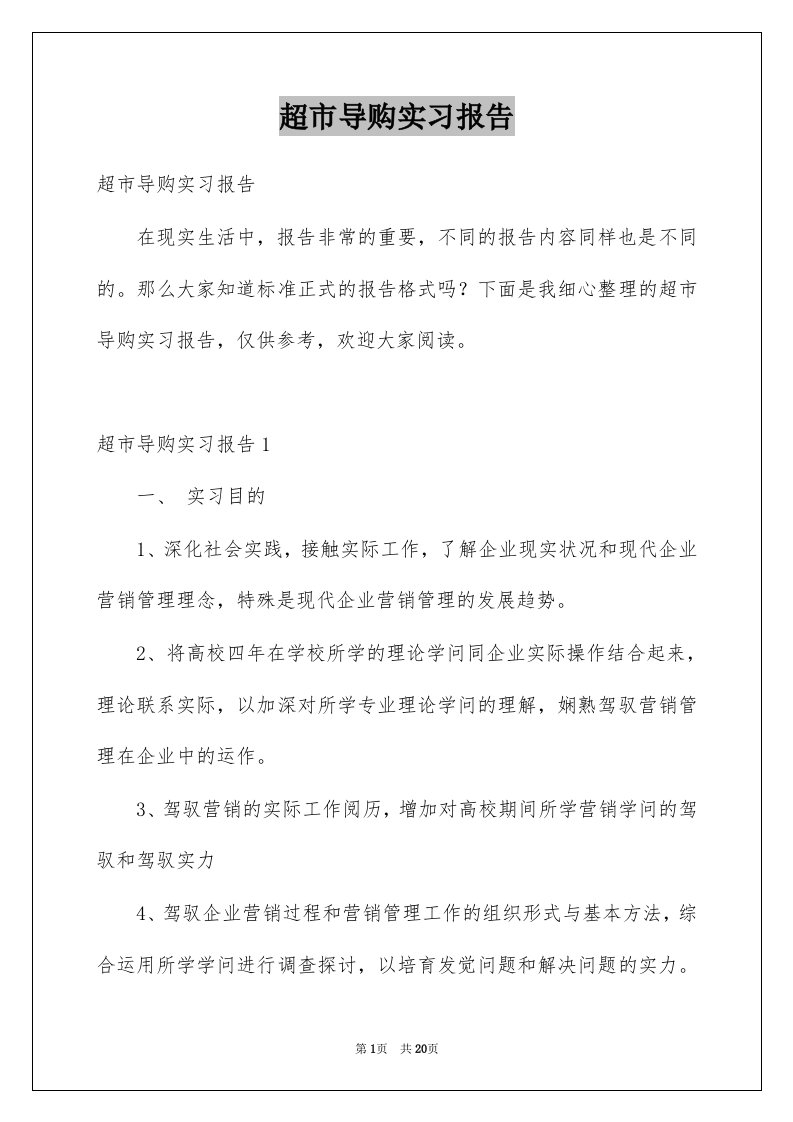 超市导购实习报告精选