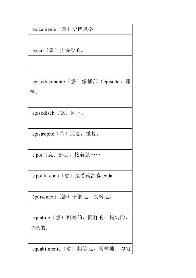 音乐表演专业技术词汇对照表B-18