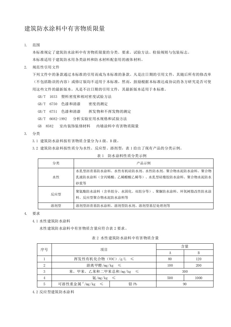 JC1066-2008建筑防水涂料中有害物质限量