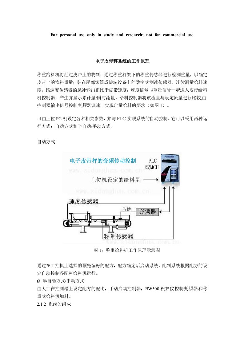 电子皮带秤系统工作原理