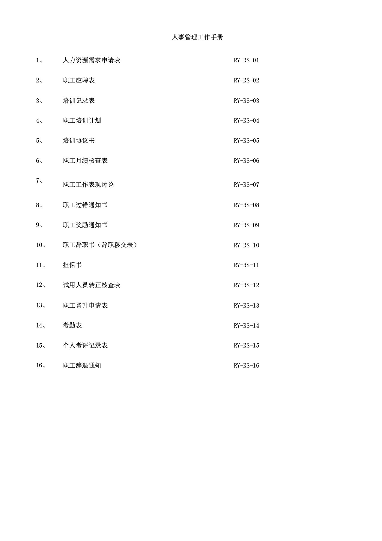 人事管理学习工作标准手册